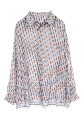 Christian Dior Pre-Owned 2010s Oblique-monogram silk shirt - Blue