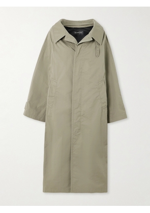 Balenciaga - Off-the-shoulder Twill Coat - Neutrals - FR 36