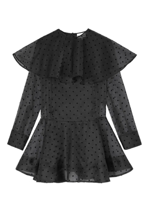 GANNI polka dot ruffled mini dress - Black