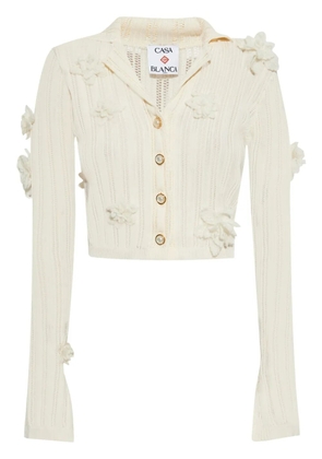 Casablanca floral-appliqué top - White