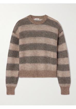Brunello Cucinelli - Striped Mohair-blend Sweater - Brown - x small,small,medium,large,x large