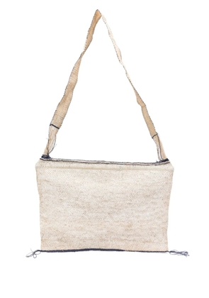 SLO_HAND_MADE natural-fibre messenger bag - Neutrals