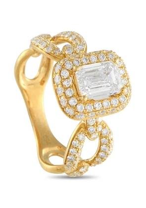 LB Exclusive 18K yellow gold diamond halo ring