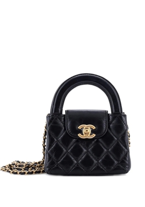 CHANEL Pre-Owned Kelly Top Handle Shopping Bag Quilted Shiny Aged Calfskin Nano crossbody bag - Black