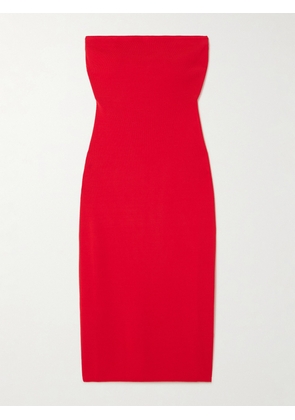 STAUD - Canna Strapless Stretch-jersey Midi Dress - Red - x small,small,medium,large,x large