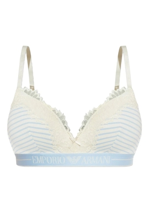 Emporio Armani lace-trim bra - White
