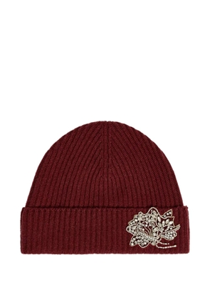 ERDEM crystal-embellished ribbed beanie - Red