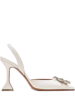 Amina Muaddi 95mm crystal-embellished slingback pumps - White