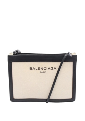 Balenciaga Pre-Owned 2000s leather-trimmed shoulder bag - Neutrals