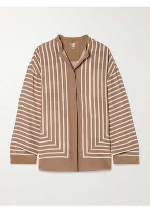 TOTEME - Striped Silk-crepe Blouse - Brown - DK32,DK34,DK36,DK38,DK40,DK42