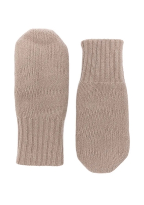 Warm-Me cashmere ribbed mittens - Brown