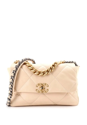 CHANEL Pre-Owned 19 Flap Bag Quilted Leather Large crossbody bag - Neutrals
