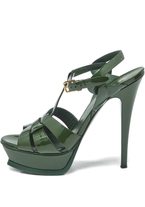 Saint Laurent Pre-Owned Interlocked straps platform sandals - Green