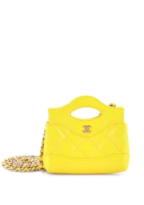 CHANEL Pre-Owned 31 Shopping Bag Clutch with Chain Quilted Calfskin Nano crossbody bag - Yellow