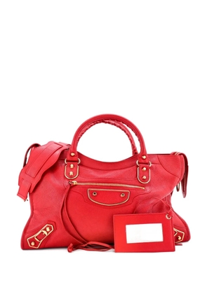 Balenciaga Pre-Owned City Classic Metallic Edge Bag Leather Medium satchel - Red