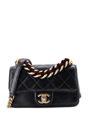 CHANEL Pre-Owned Paris-Cosmopolite Straight Lined Flap Bag Quilted Aged Calfskin Mini shoulder bag - Black