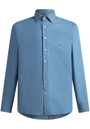 ETRO Pegaso-motif cotton shirt - Blue