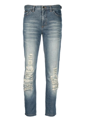 Dolce & Gabbana Pre-Owned 2000s ripped finish slim-fit jeans - Blue
