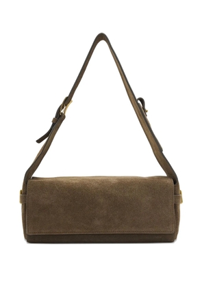 Open YY buckle-fastening suede bag - Brown