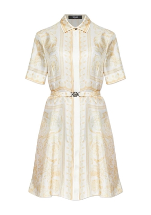 Versace belted print mini dress - White