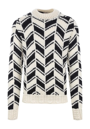 Saint Laurent chevron-pattern sweater - White