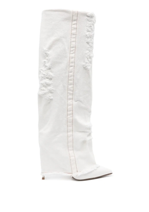 Le Silla Andy 120mm cuffed denim boots - White