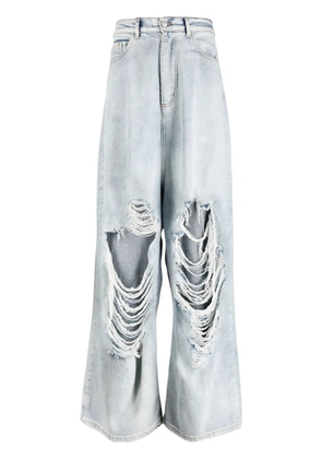 Natasha Zinko distressed wide-leg jeans - Blue