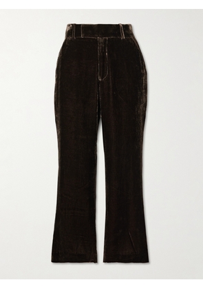 FRAME - Cropped Velvet Flared Pants - Brown - US0,US2,US4,US6,US8,US10,US12,US14