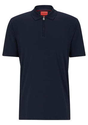 HUGO zip-up short-sleeve piqué polo shirt - Blue