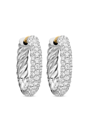 David Yurman sterling silver Petite pavé diamond huggie hoop earrings (14mm)