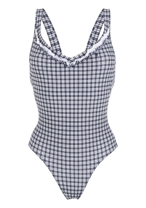 Amir Slama check print swimsuit - Black
