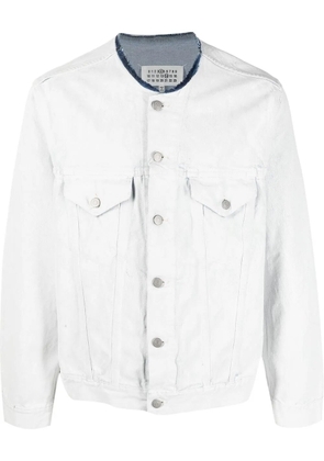 Maison Margiela collarless denim jacket - White