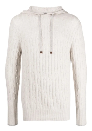 N.Peal cable-knit cashmere hoodie - Grey