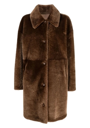 Liska single-breasted shearling coat - Brown