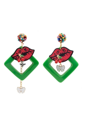 Amir Slama Bijoux lips-motif drop earrings - Green