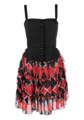 Saint Laurent Pre-Owned 1980s tiered ruffle dress - Black