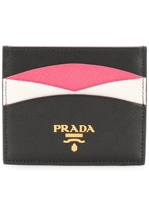 Prada logo-plaque panelled cardholder - Black