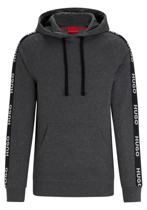 HUGO logo-tape cotton hoodie - Grey