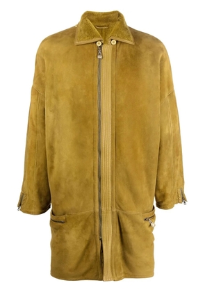Versace Pre-Owned 1980s zip-up shearling coat - Yellow