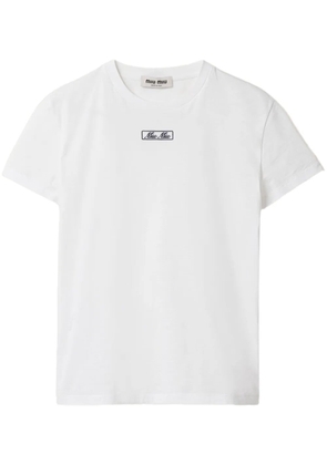 Miu Miu logo-embroidered cotton T-shirt - White