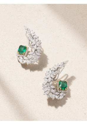 YEPREM - 18-karat White And Yellow Gold, Emerald And Diamond Earrings - Green - One size