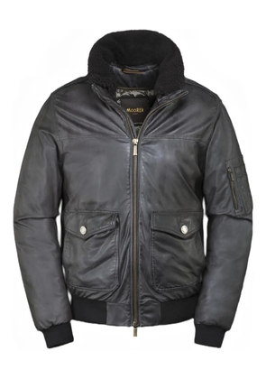 Moorer Folco-Pe1 leather shearling-collar jacket - Grey