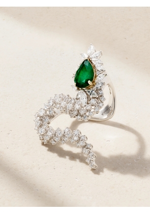 YEPREM - Reign Supreme 18-karat White And Yellow Gold, Emerald And Diamond Ring - Green - 6