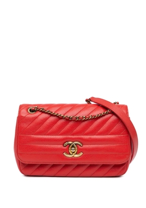 CHANEL Pre-Owned 2016-2017 Small Diagonal Quilted Goatskin Flap crossbody bag - Red