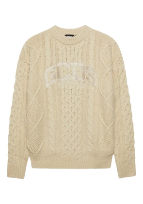 GCDS logo-embroidered cable-knit sweater - Neutrals