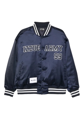 izzue logo-embroidered bomber jacket - Blue