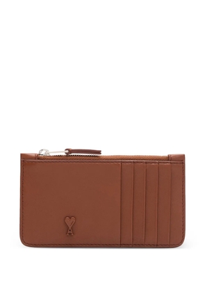 AMI Paris ami de coeur zipped card holder - Brown