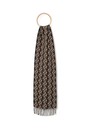 Drôle De Monsieur fringed pattern scarf - Brown