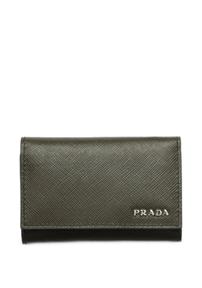 Prada Saffiano lettering leather key case - Green