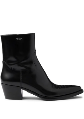 Prada brushed-finish leather boots - Black